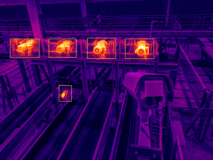 Thermal camera monitoring sawmill equipment