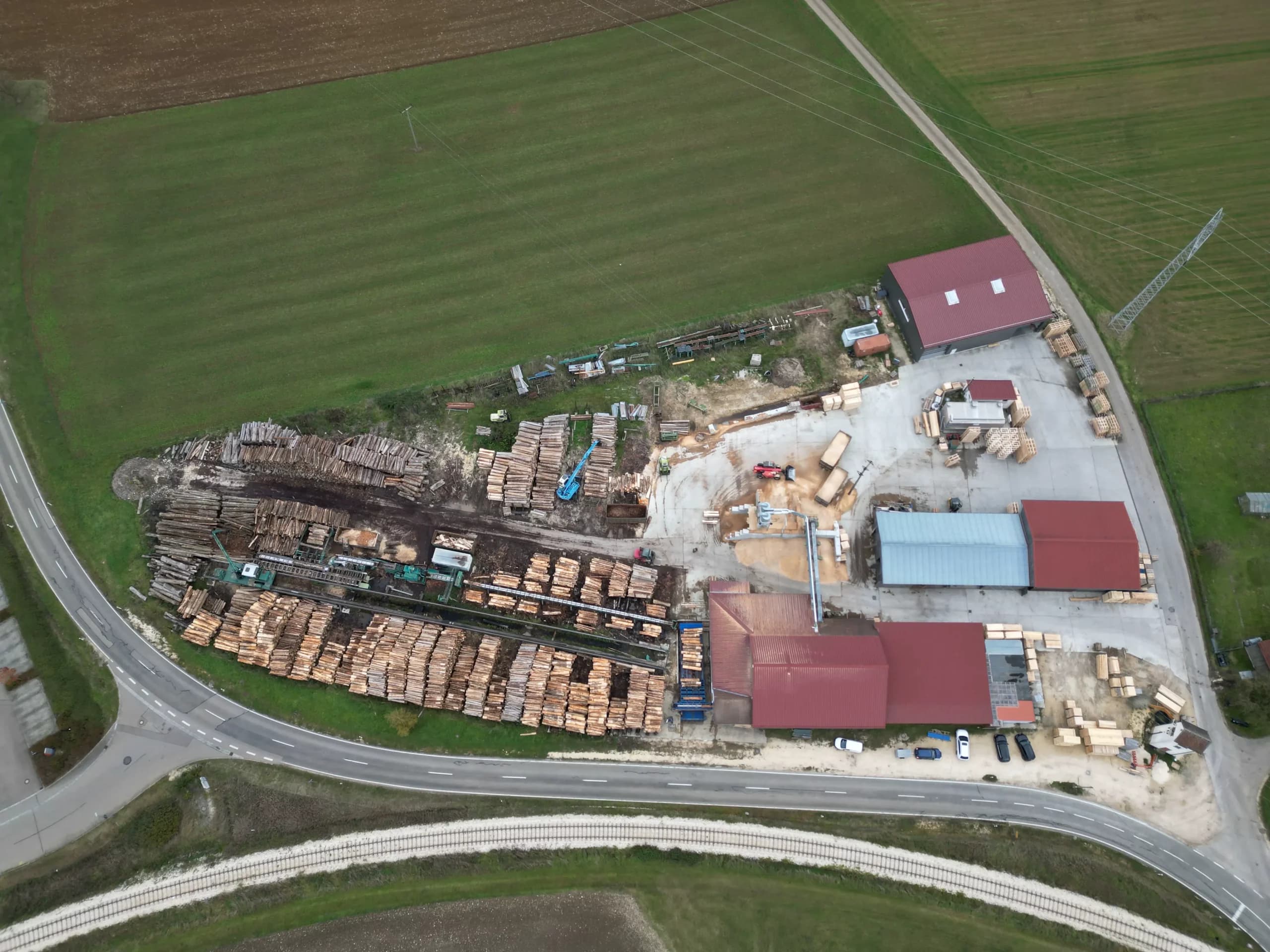 Aerial view of Sägewerk Ziegler in Amstetten-Stubersheim, Germany