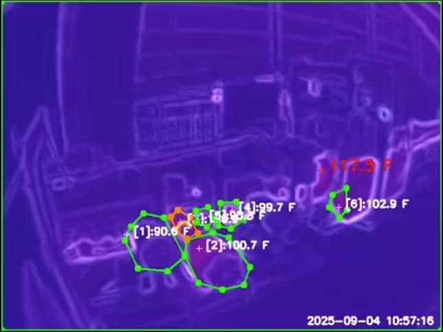 Thermal camera image showing bearing running hot