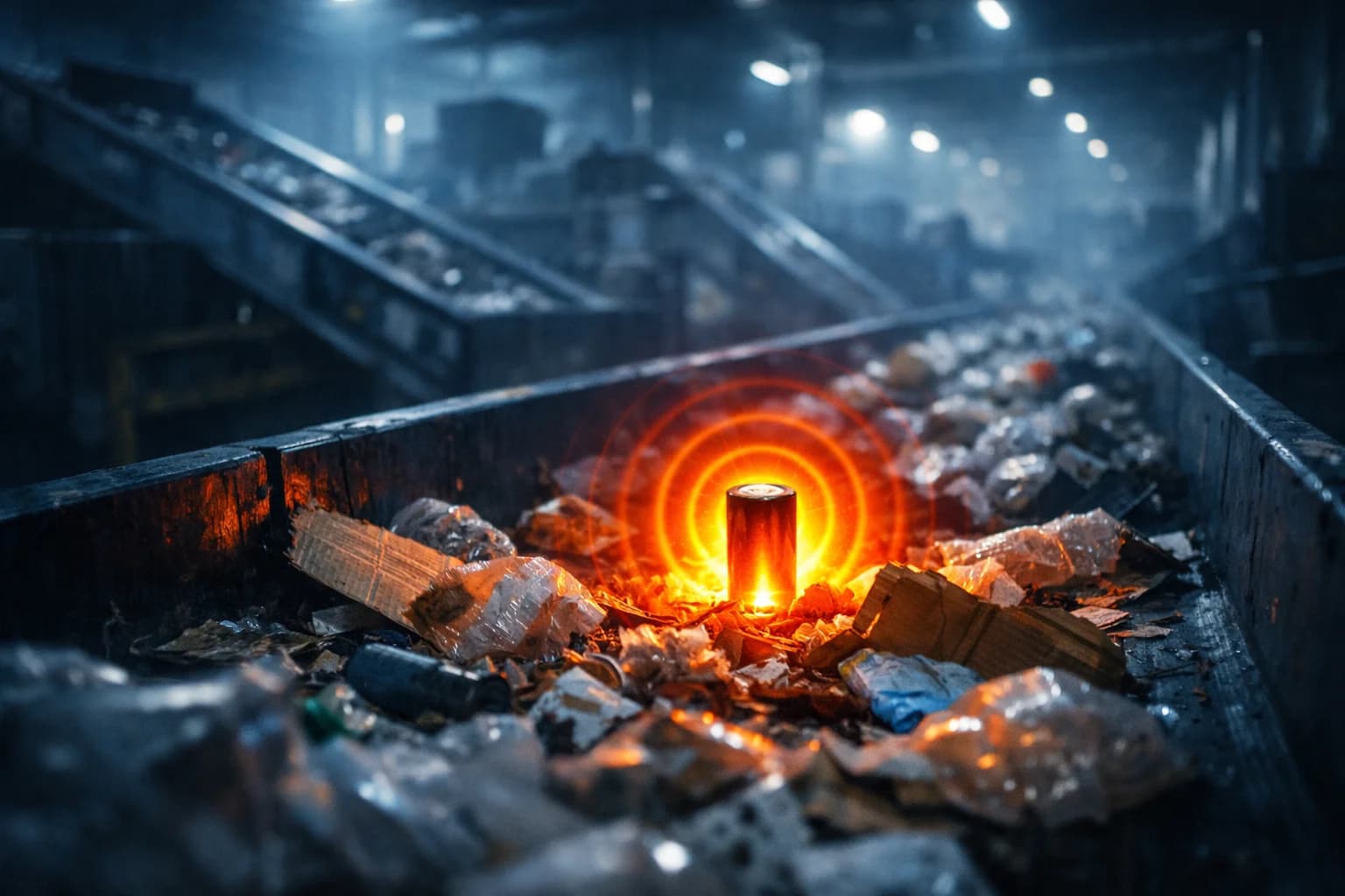 Lithium-ion battery hazard in recycling facility